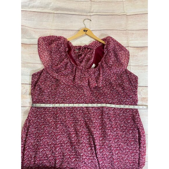 Loft Plus Women's Red Floral Flouce Tie Back Maxi Dress - 22 - Picture 11 of 16